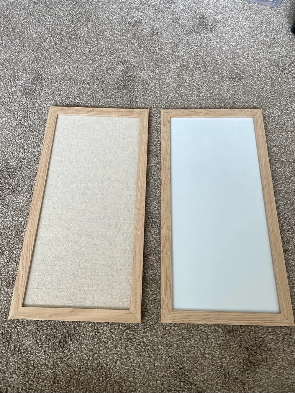 Natural Wood Frame Wall Panels - Set of 2 (Beige & White)